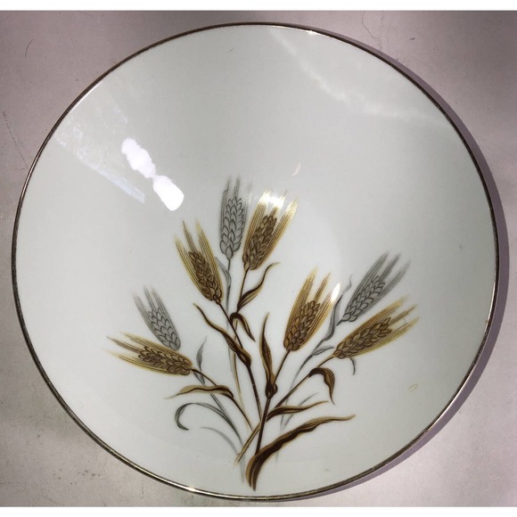 Noritake China Wheaton 9” Round Serving Bowl 5414 W/wheat Stalk Design&Gold Trim - Picture 1 of 4